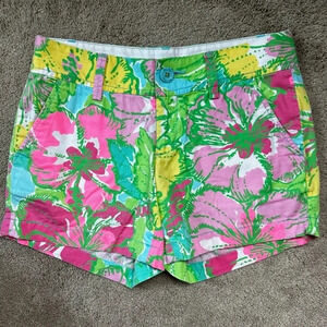 Lilly Pulitzer Callahan Shorts Shorly Big Flirt Mid Rise Hibiscus Flowers Size 0